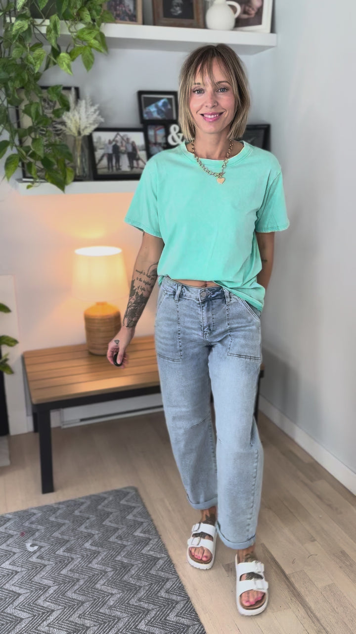 Yasmin Washed Cotton Top- MINT-FINAL SALE
