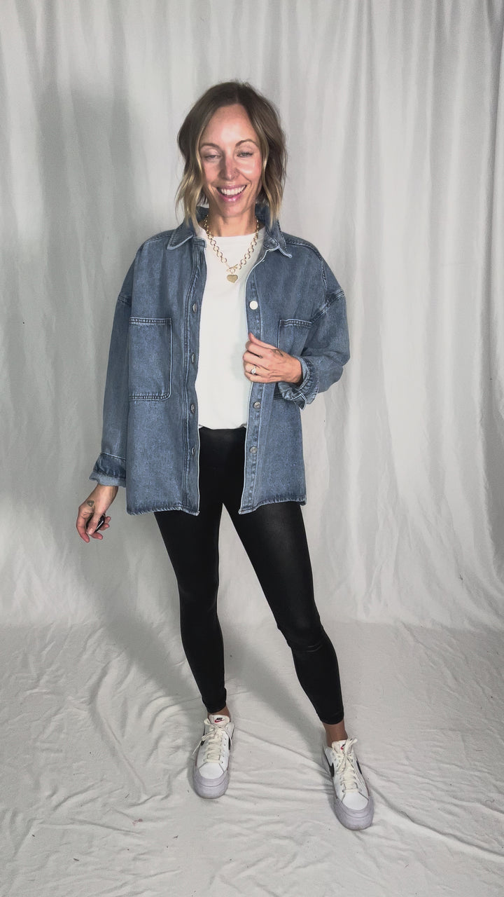 Sloane Denim Shacket- WASHED DENIM