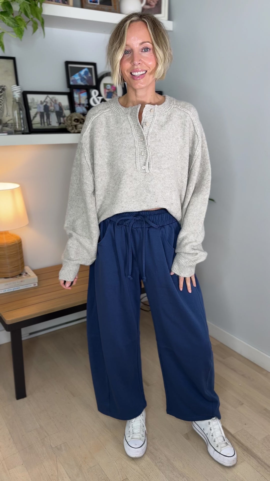 Gianna Knit Henley Sweater- MUSHROOM