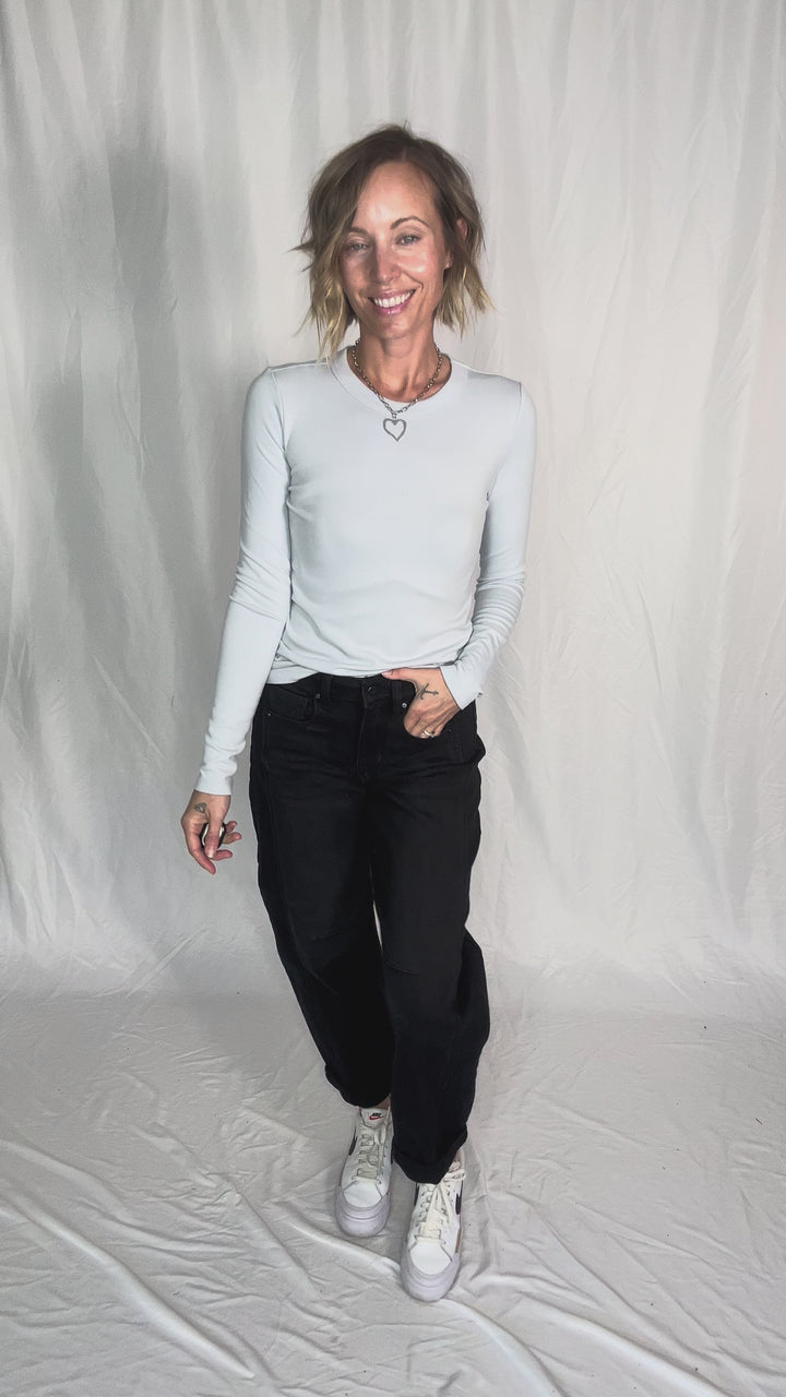 Elaina Ultra Soft Crewneck Long Sleeve- BABY BLUE