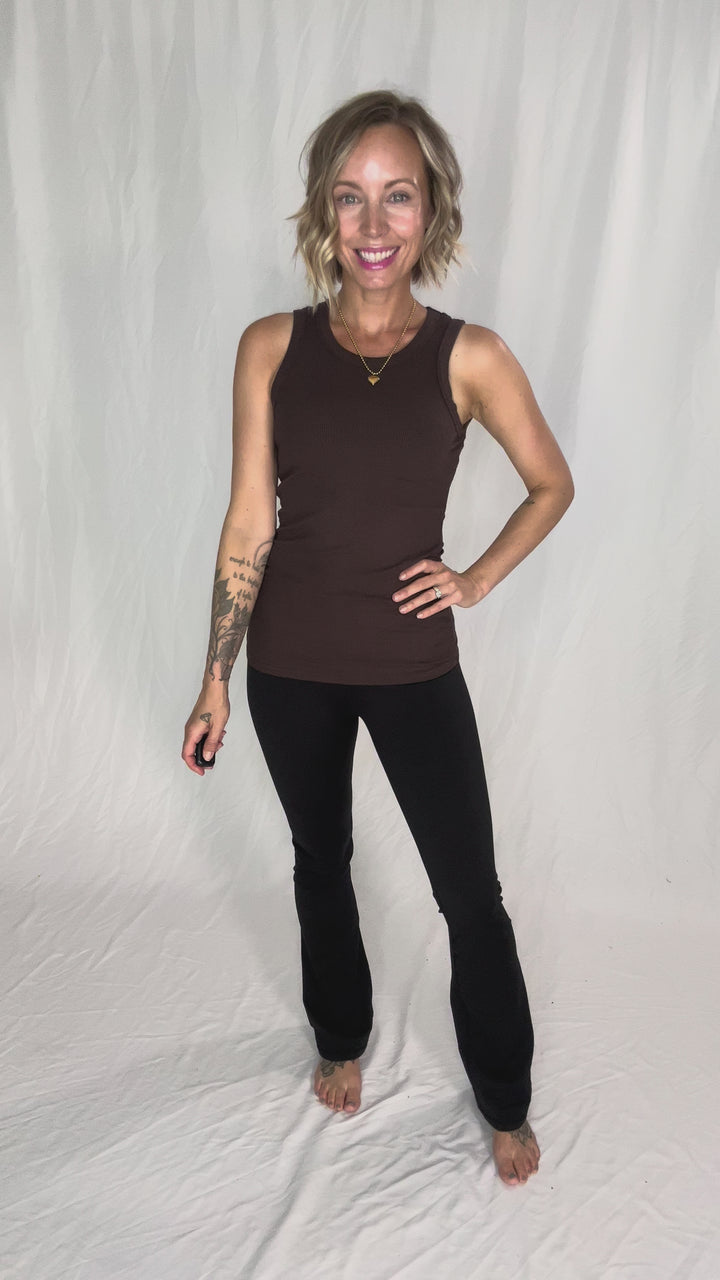 MONO B Kyrie Essential Ribbed Tank- ESPRESSO