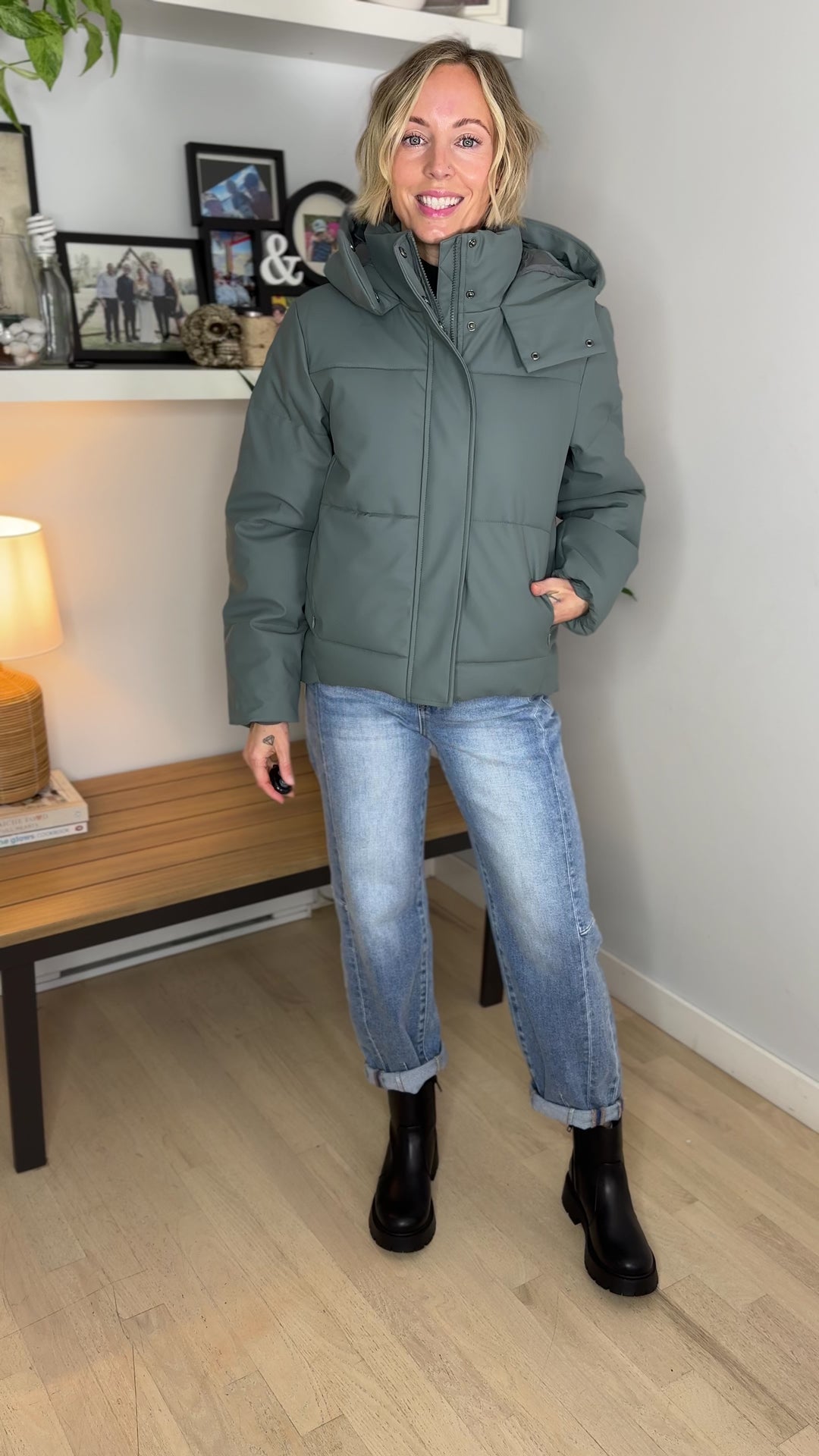Only Agnes Water Repellent Puffer Jacket- BALSAM GREEN