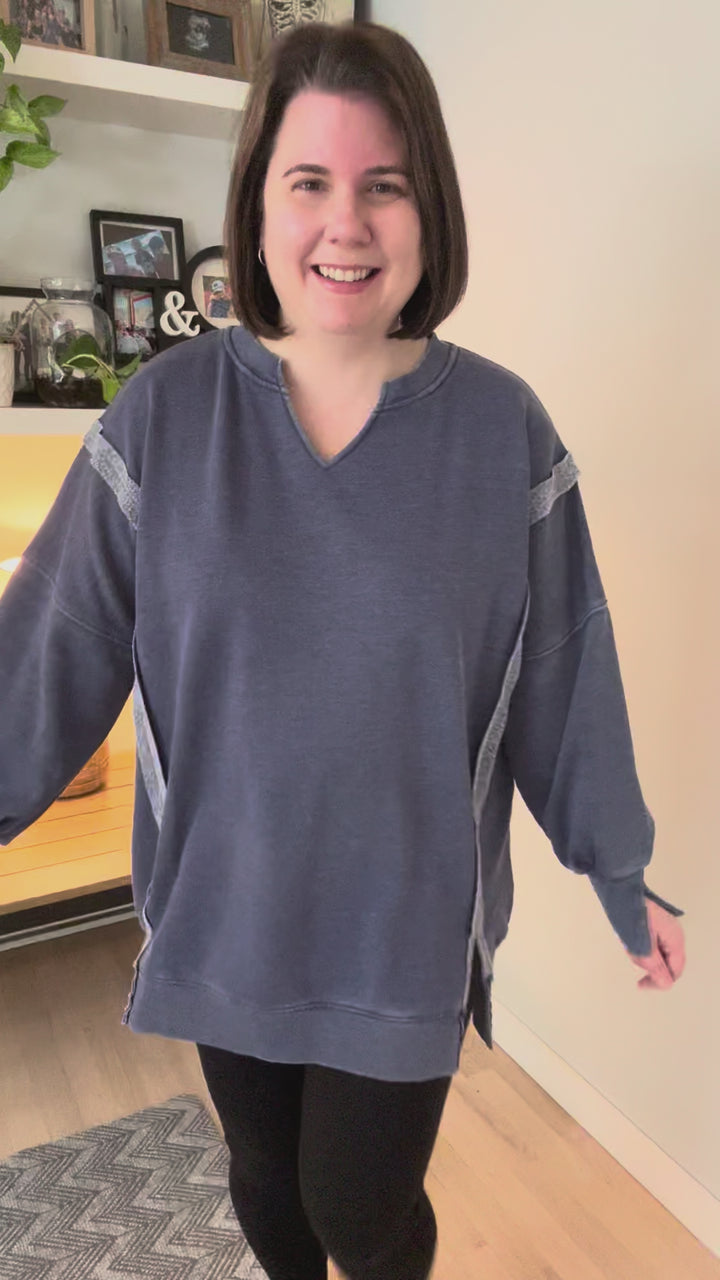 The Comfy Cut Sweatshirt- BLUE