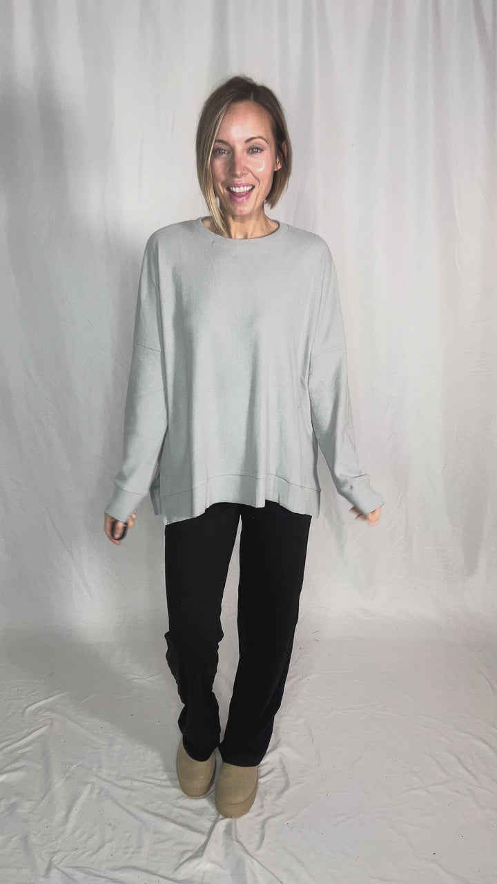 Nolen Soft Touch Ribbed Pullover- HTHR GREY