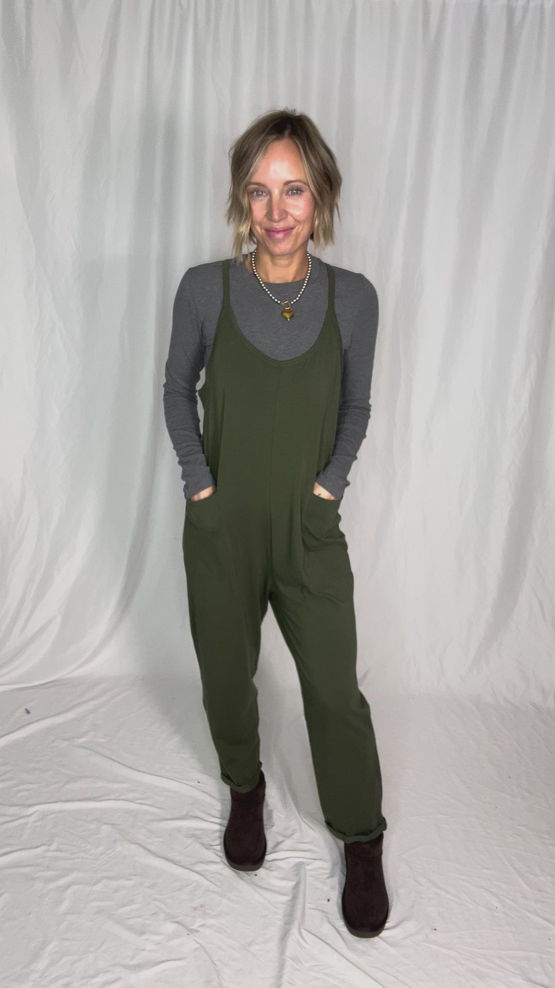 Luxe Lounge Jumpsuit- DARK OLIVE