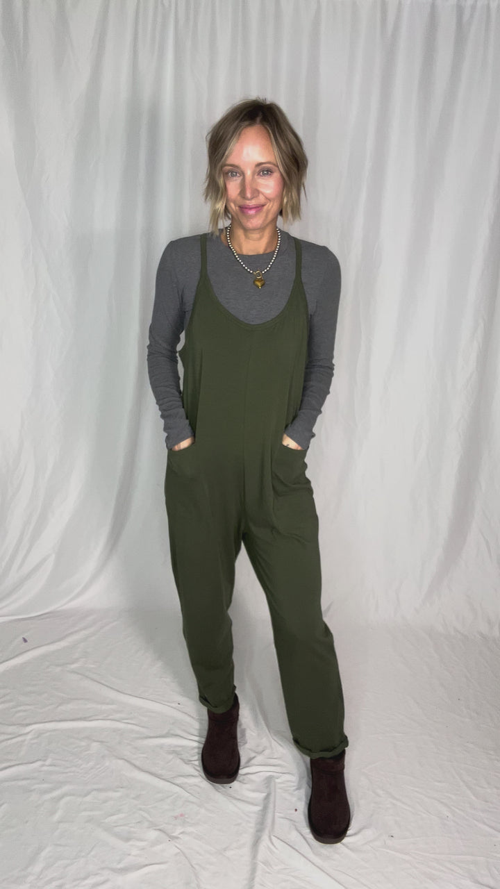 Luxe Lounge Jumpsuit- DARK OLIVE