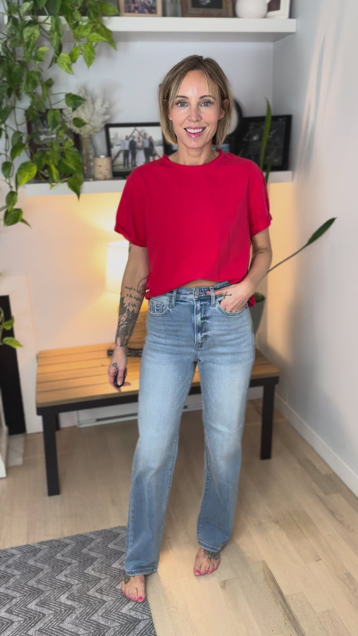 Cello Freya Super High Rise Dad Jean- LIGHT WASH