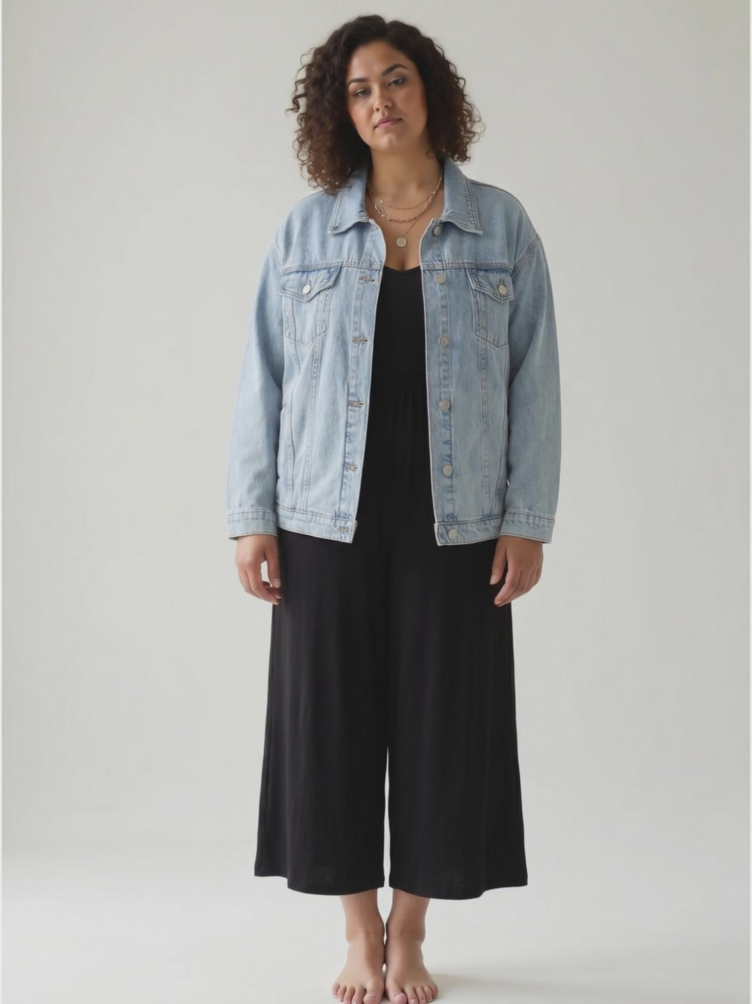 Marisol Washed Denim Jacket- LIGHT/MEDIUM DENIM