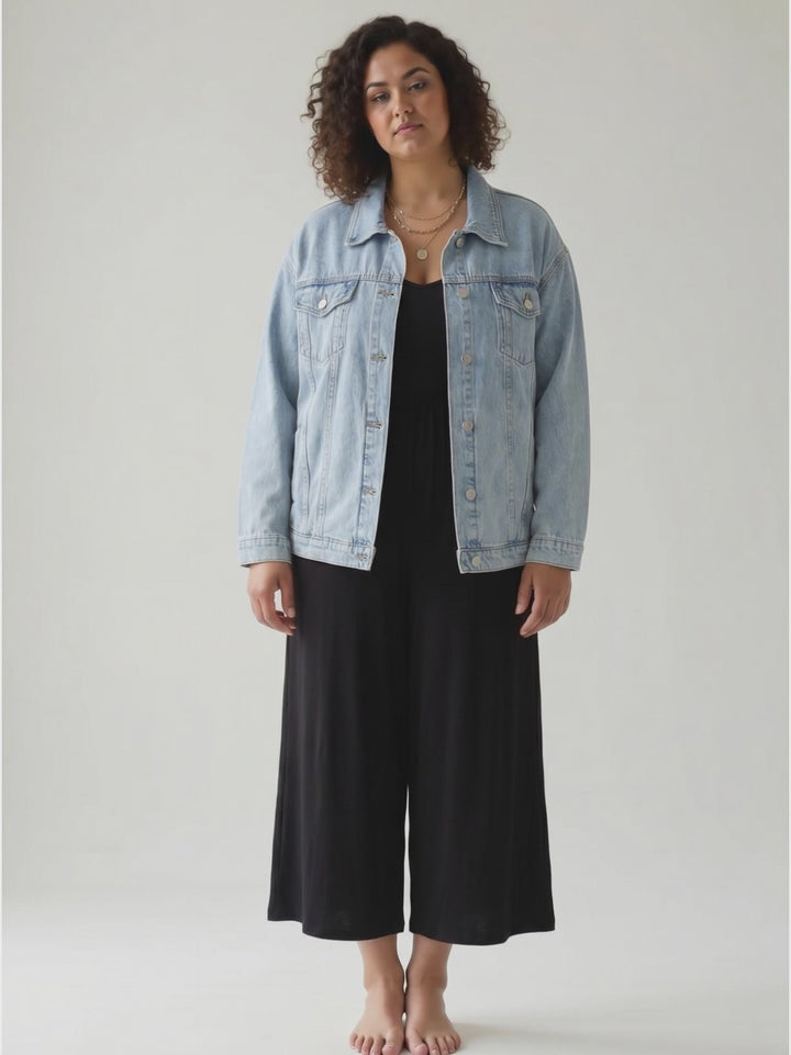 Marisol Washed Denim Jacket- LIGHT/MEDIUM DENIM