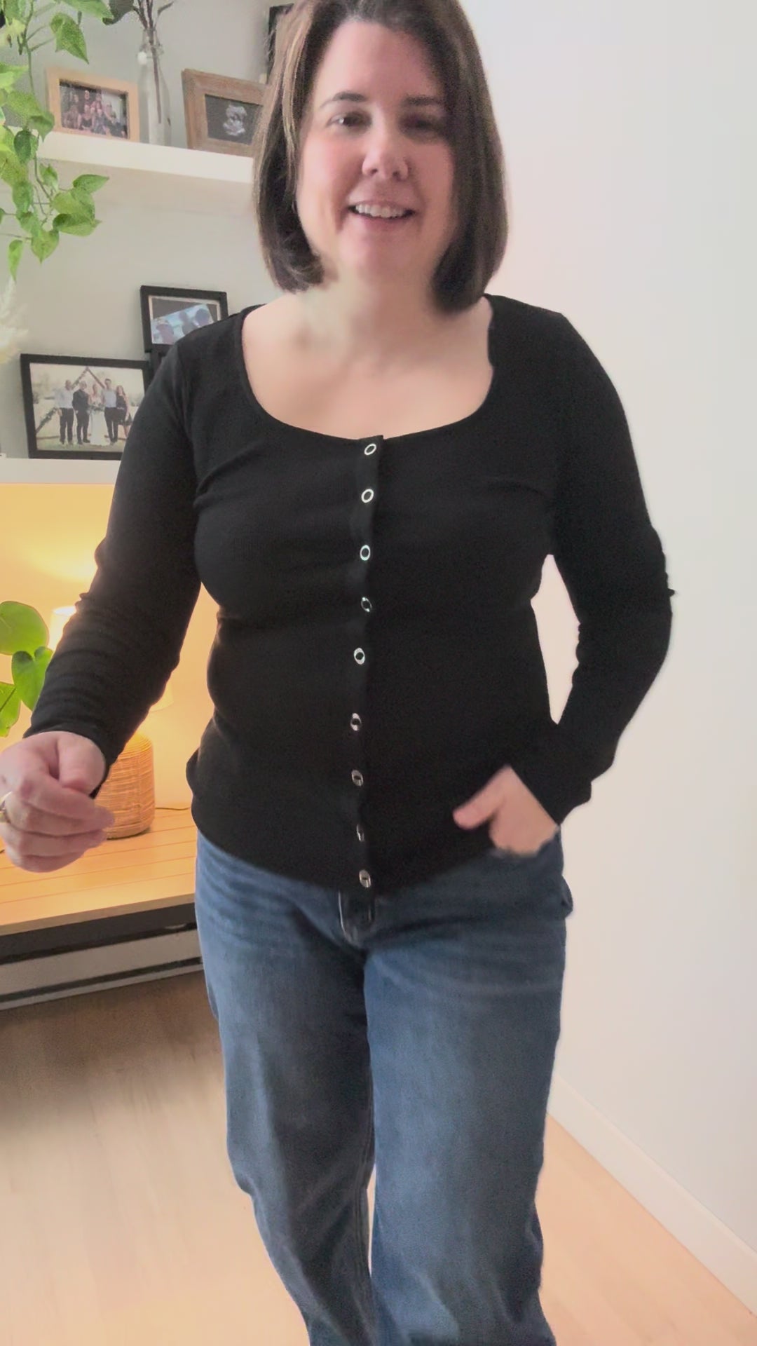 Jayda Long Sleeve Snap Button Cardigan- BLACK