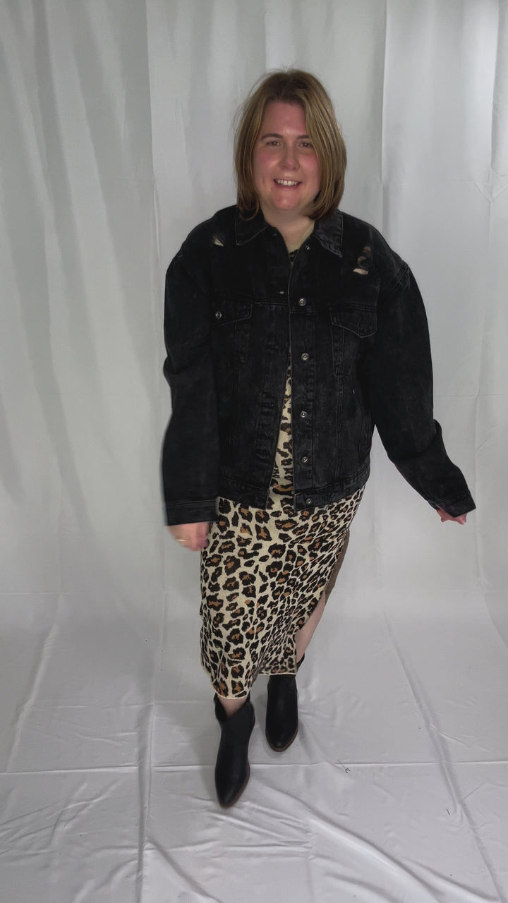 Modela Boyfriend Denim Jacket- BLACK-FINAL SALE