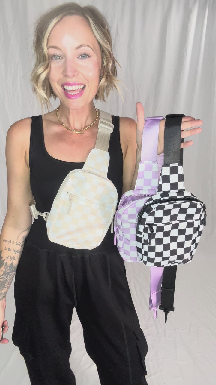 Tanner Checker Sling Bag- BLACK