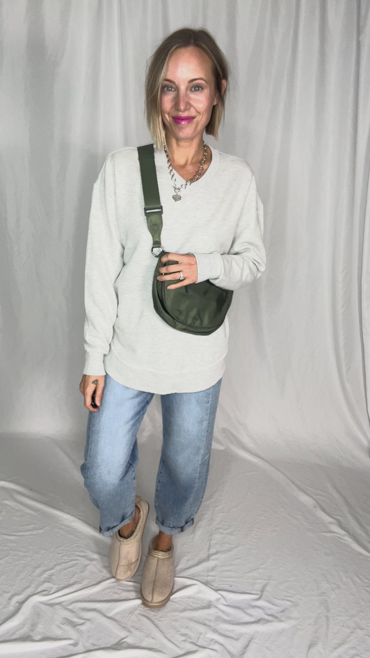 ROYCE East Hall V-Neck Sweatshirt- OATMEAL