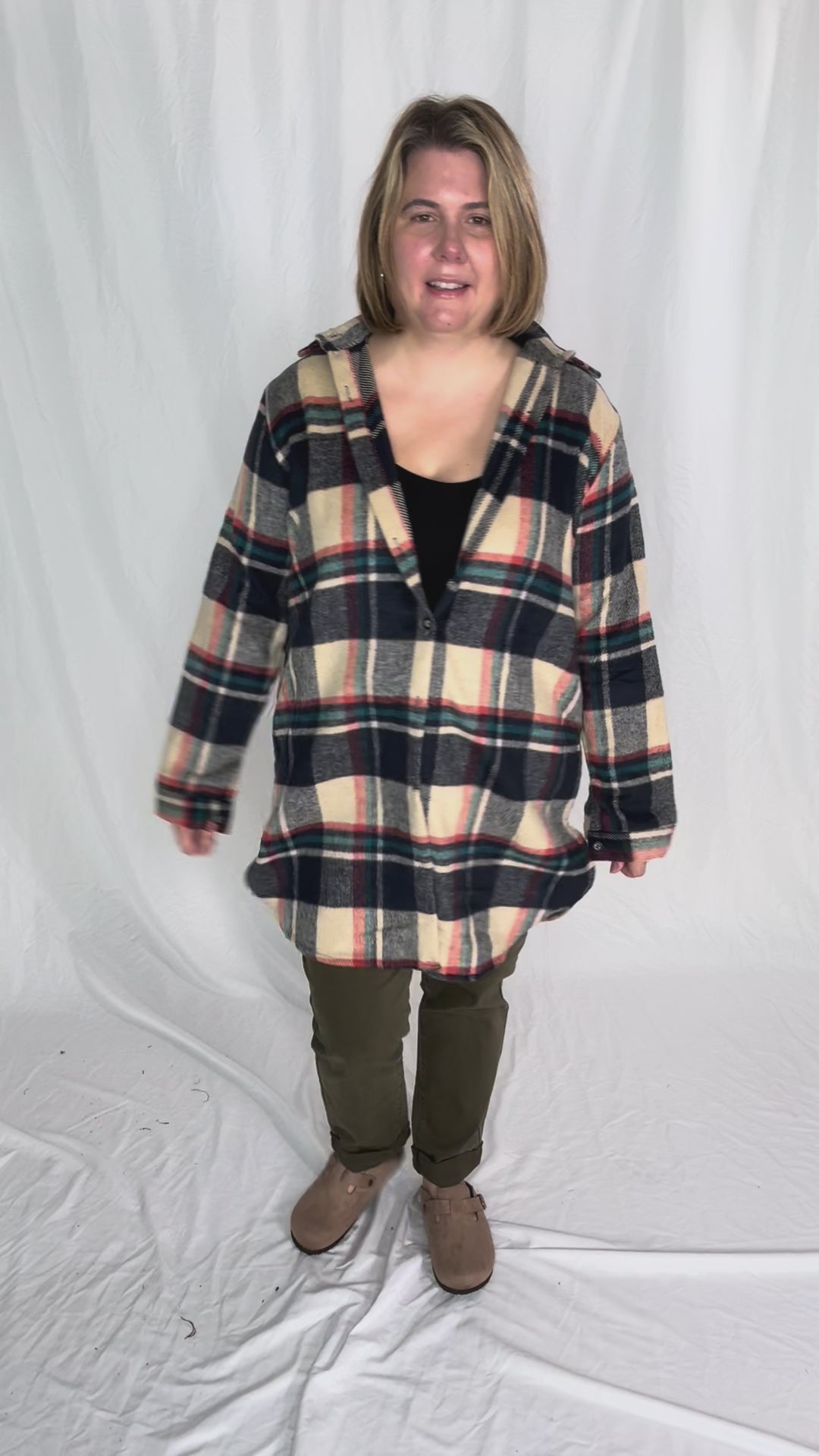 Renfrew Plaid Shacket- NAVY/TAUPE