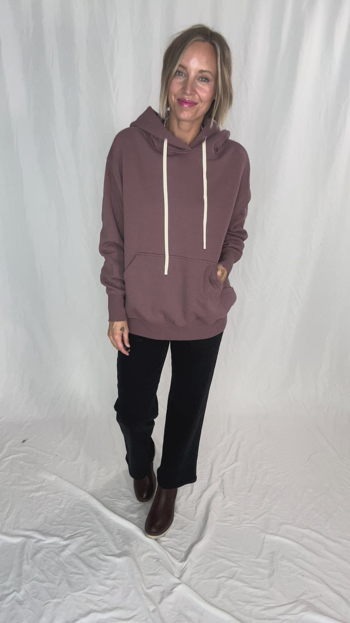 Mono B Cloudwalk Pullover Fleece Hoodie- ROSE TAUPE