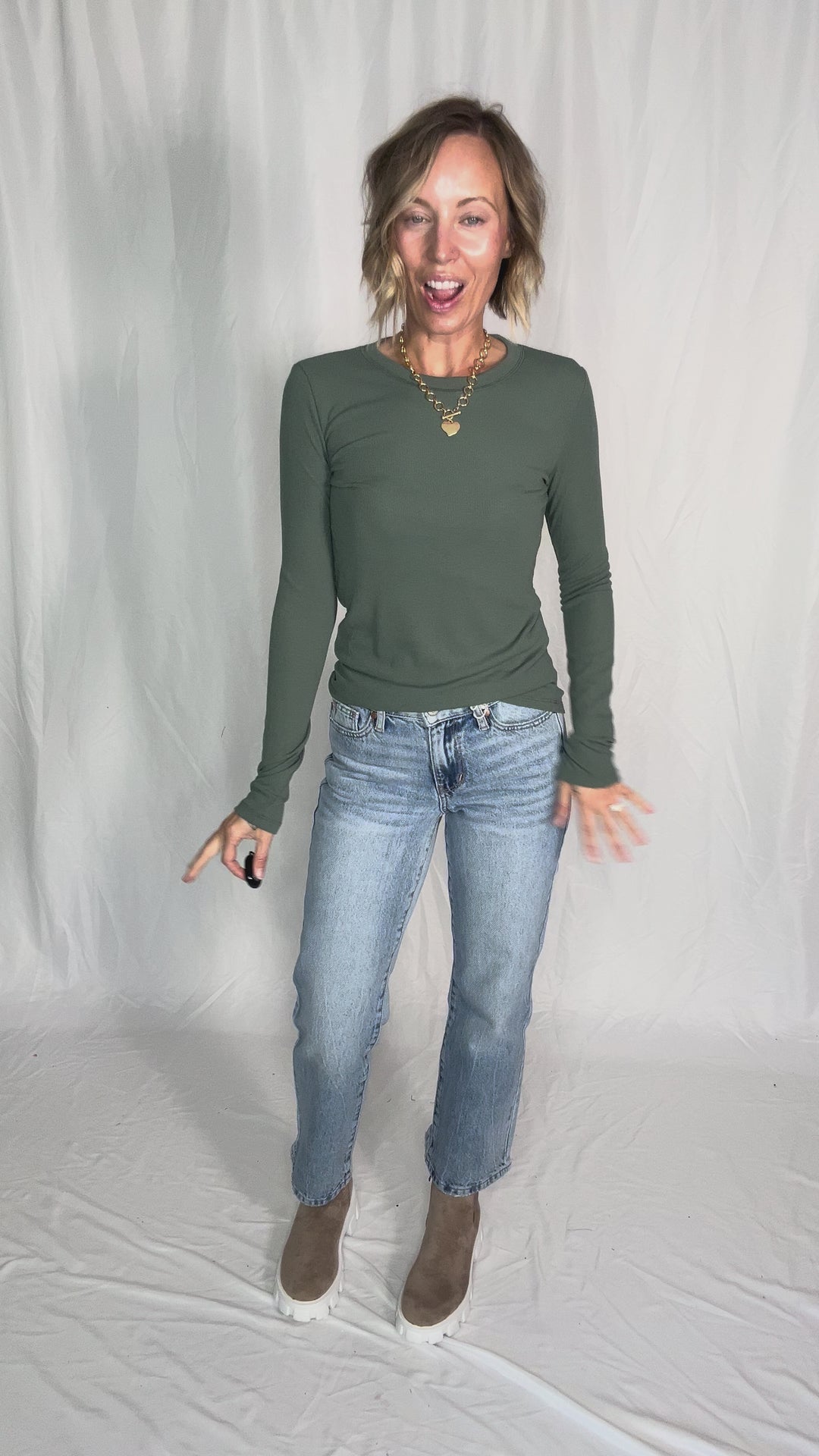 Beth Ribbed Long Sleeve- GREEN