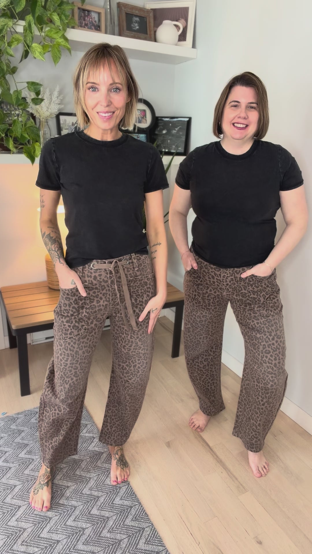 Risen Lupita Tie Waist Barrel Jeans- LEOPARD