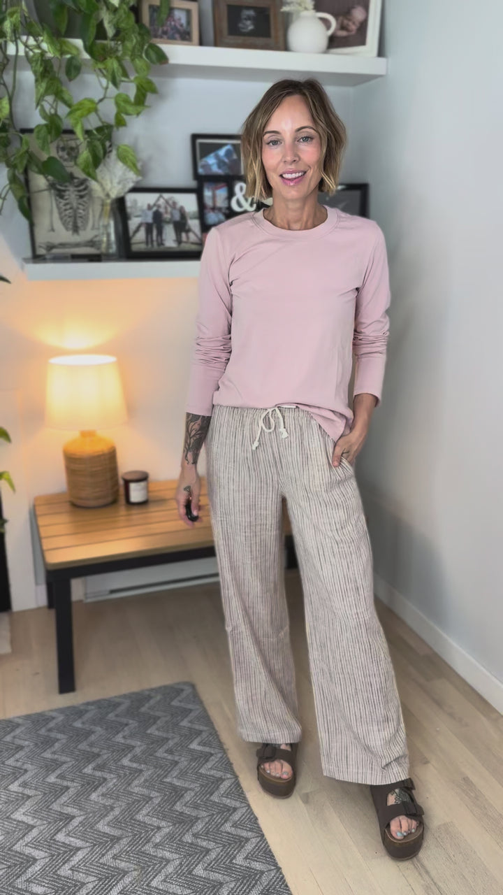 Canyon Cotton Crewneck Long Sleeve- DUSTY PINK