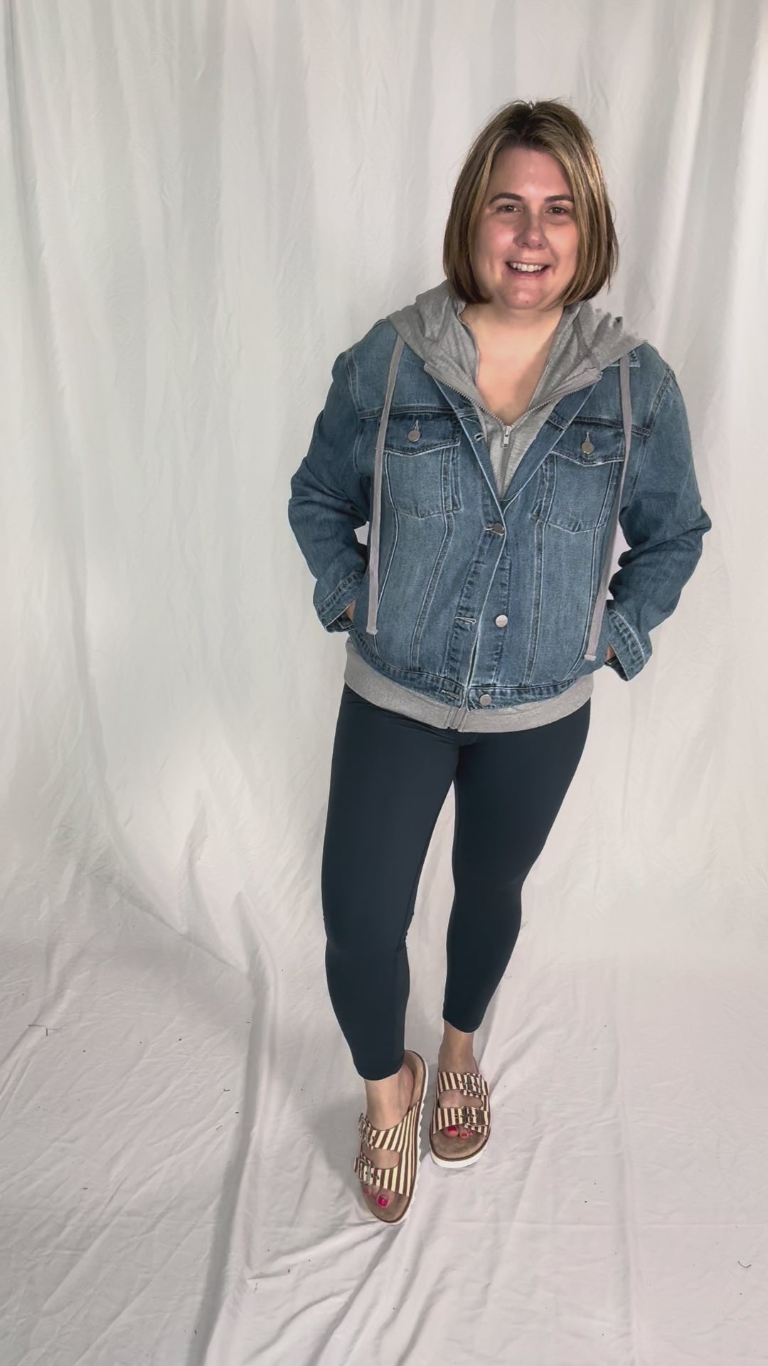 Marcus Relaxed Hoodie Jacket- DARK WASH-MEDIUM WASH
