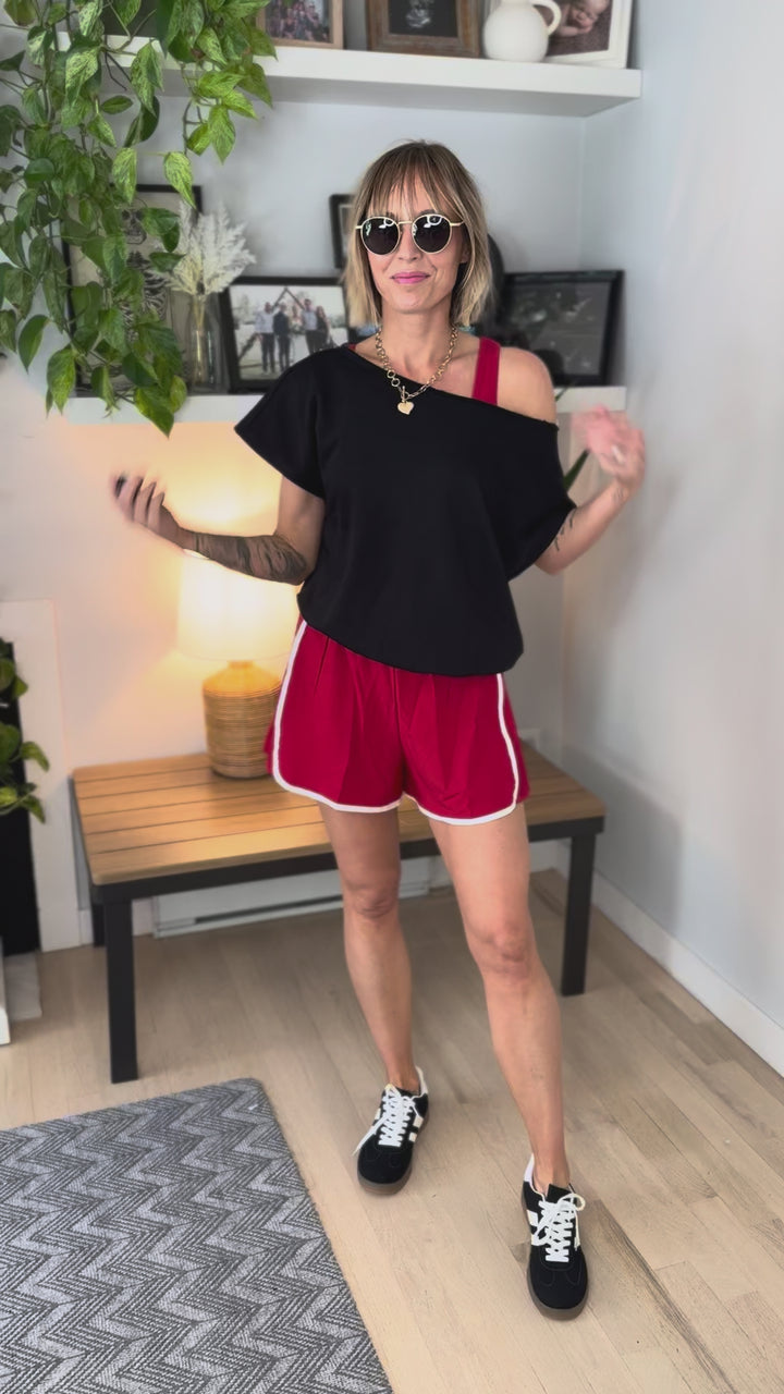 Only The Best Butter Blend Romper- TRUE RED/WHITE