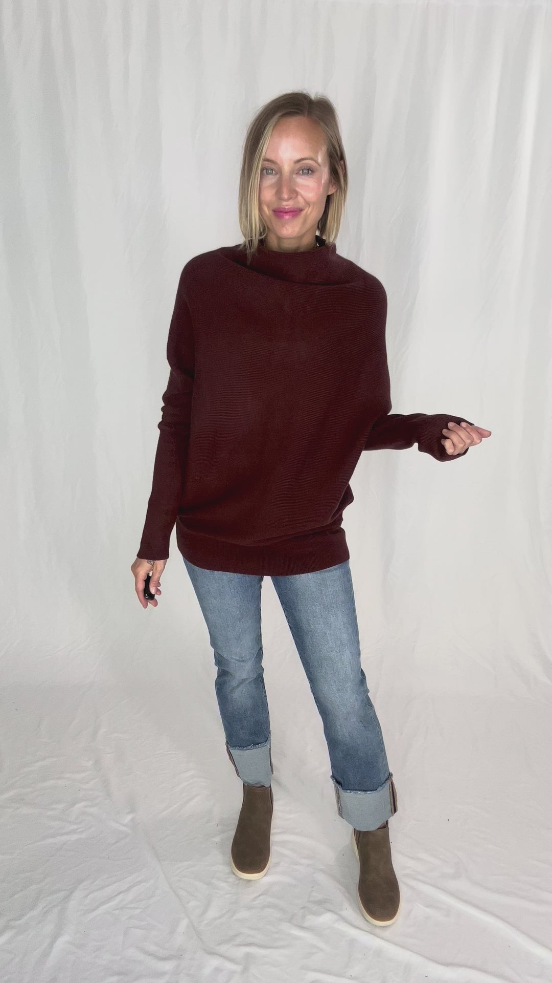 Wrenley Dolman Knit Sweater- CHOCOLATE