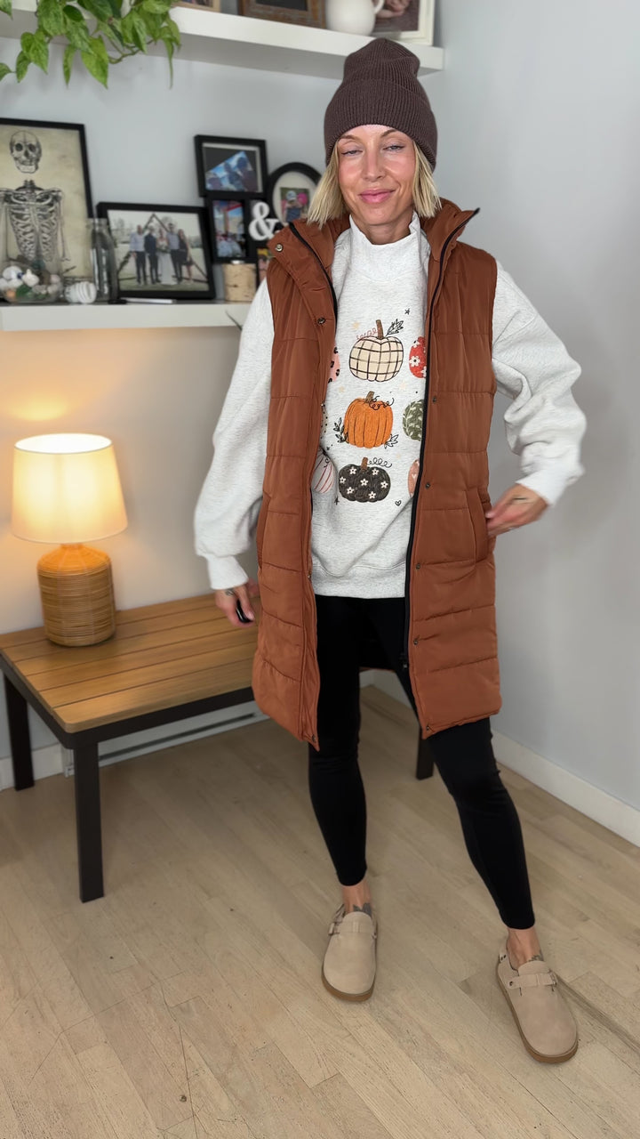 Boho Pumpkin Mock Neck Sweatshirt- ASH GREY
