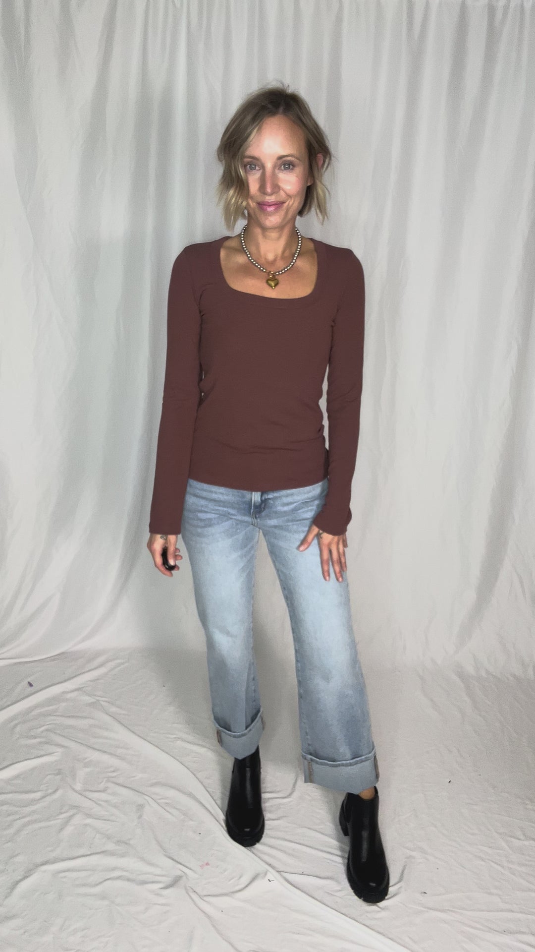 Beth Ribbed Scoop Neck Style- ESPRESSO