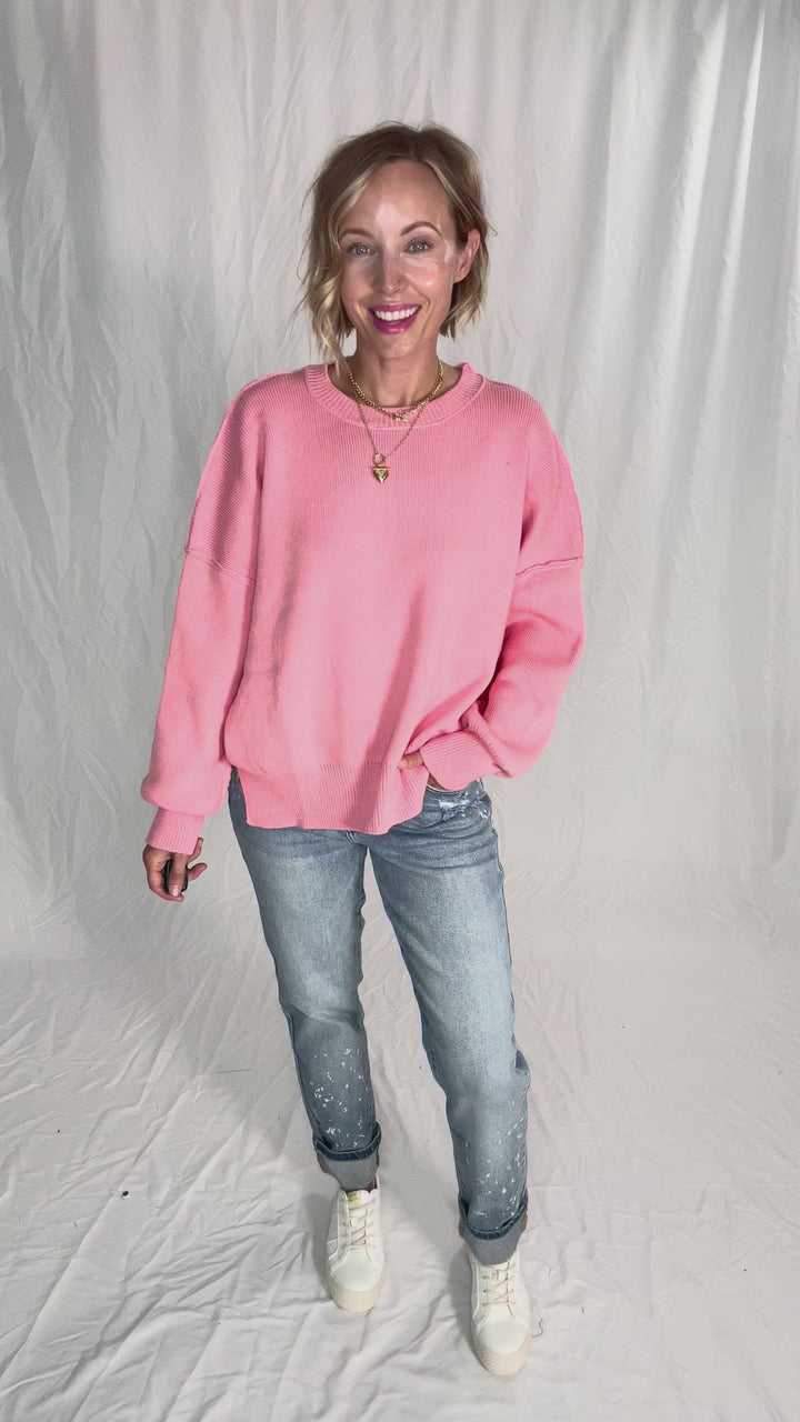 Soula Cotton Knit Sweater- PINK