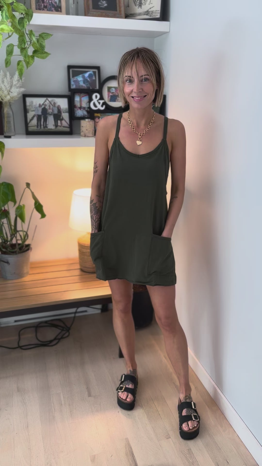 Isla Romper Dress- DARK OLIVE **PRE-ORDER MARCH 1st**