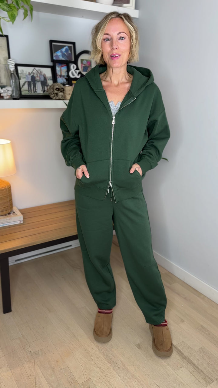 MONO B Slow Morning Fleece Zip Up Hoodie- SYCAMORE