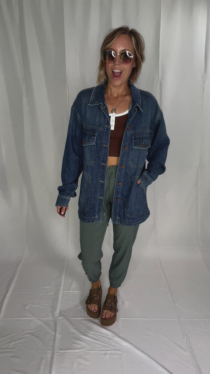 HIDDEN JEANS  Dakota Shacket- MEDIUM WASH-FINAL SALE
