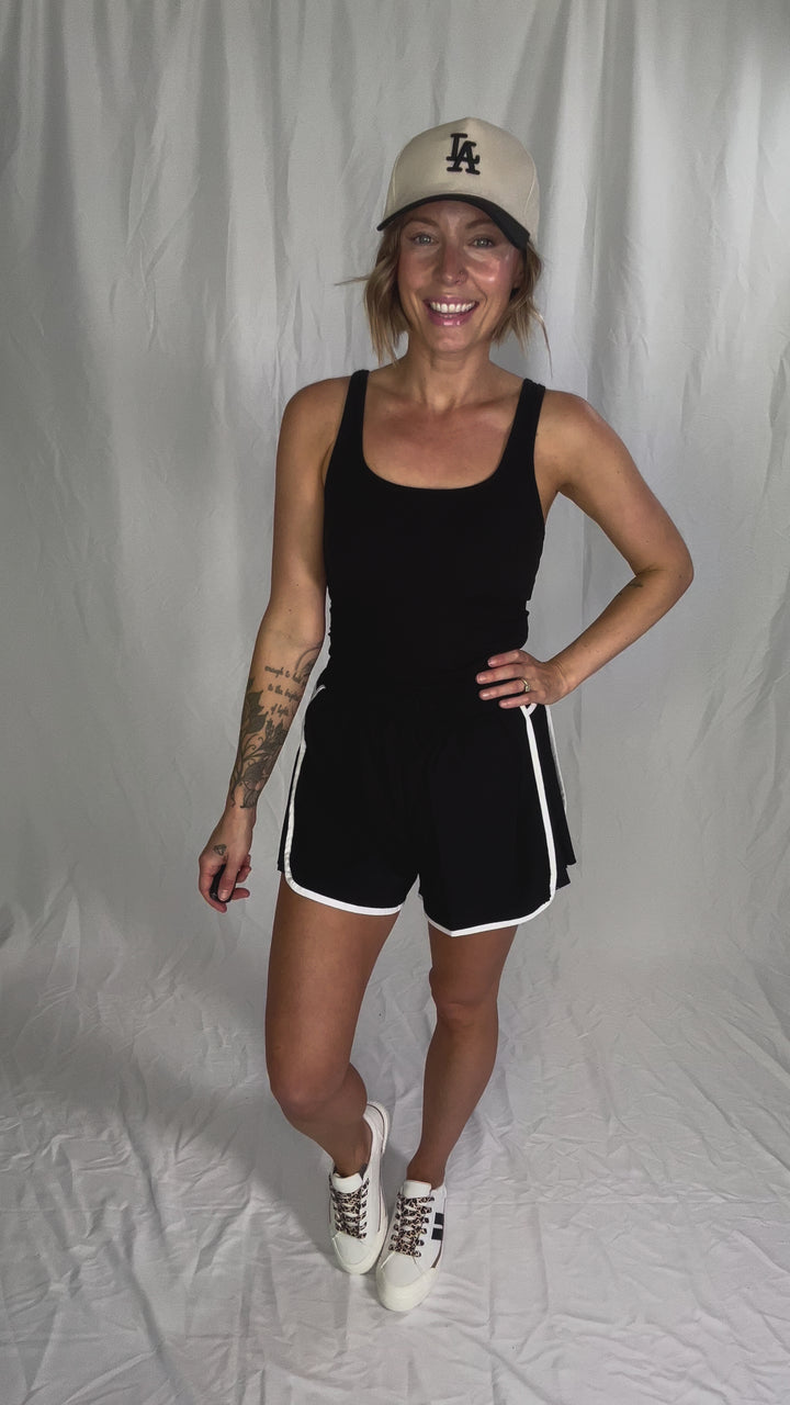 Only The Best Butter Blend Romper- BLACK/WHITE-FINAL SALE