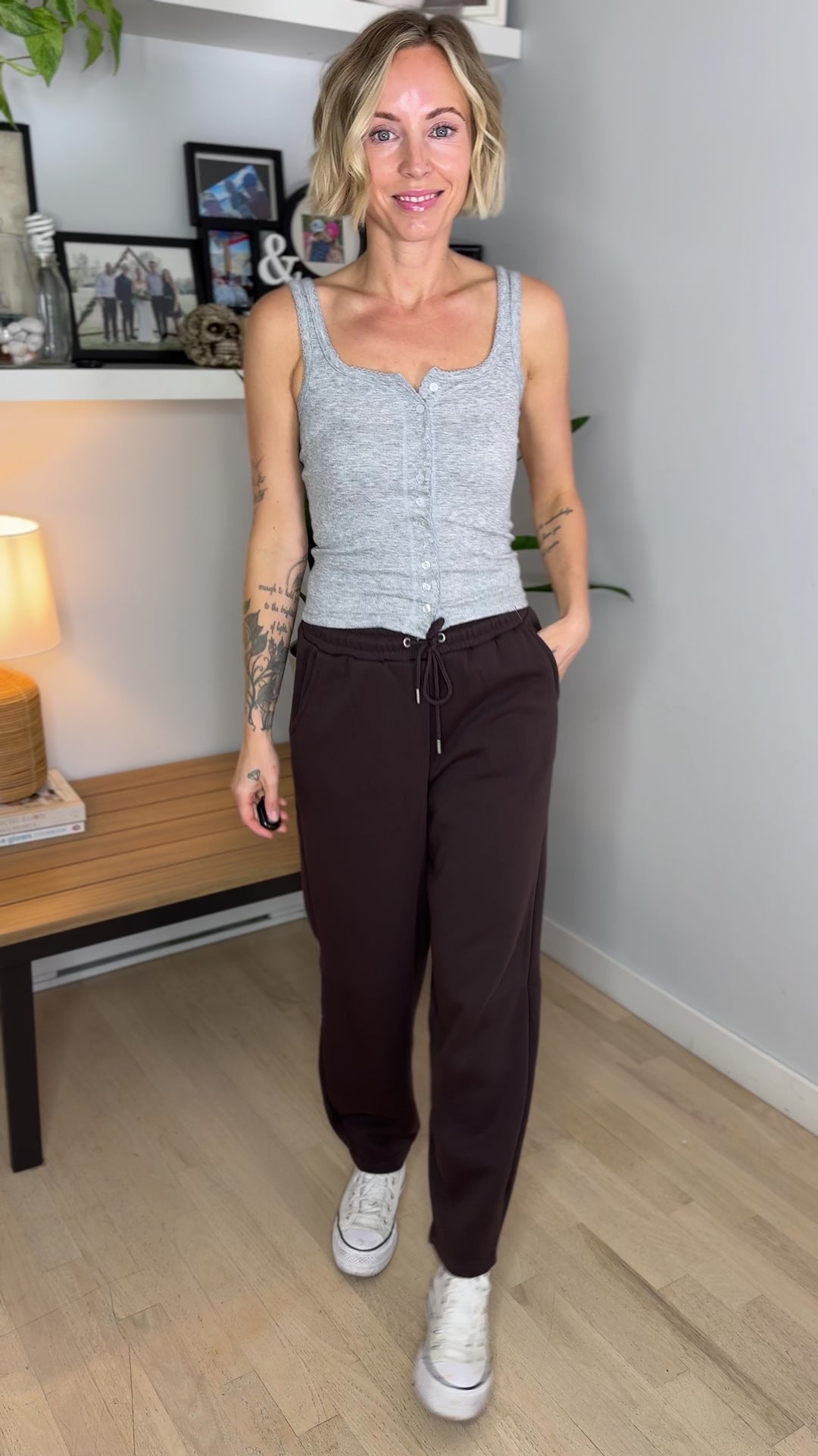 MONO B Homestead Fleece Barrel Sweatpants- COFFEE BEAN