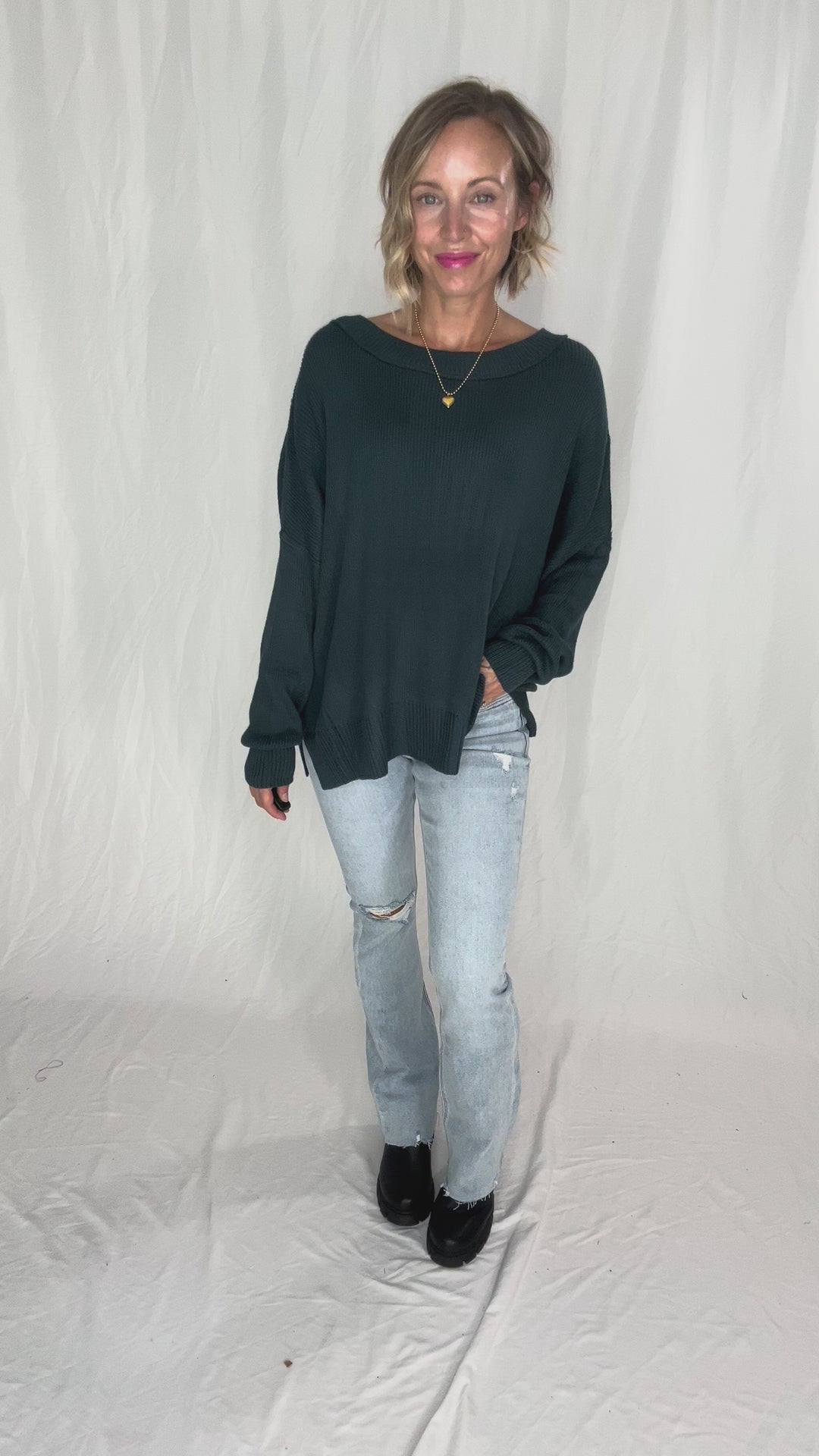 Ever Oversized Cotton Exposed Seam Sweater- INDIGO