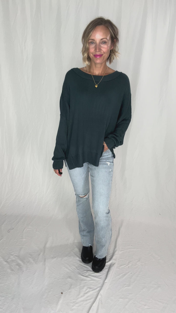 Ever Oversized Cotton Exposed Seam Sweater- INDIGO