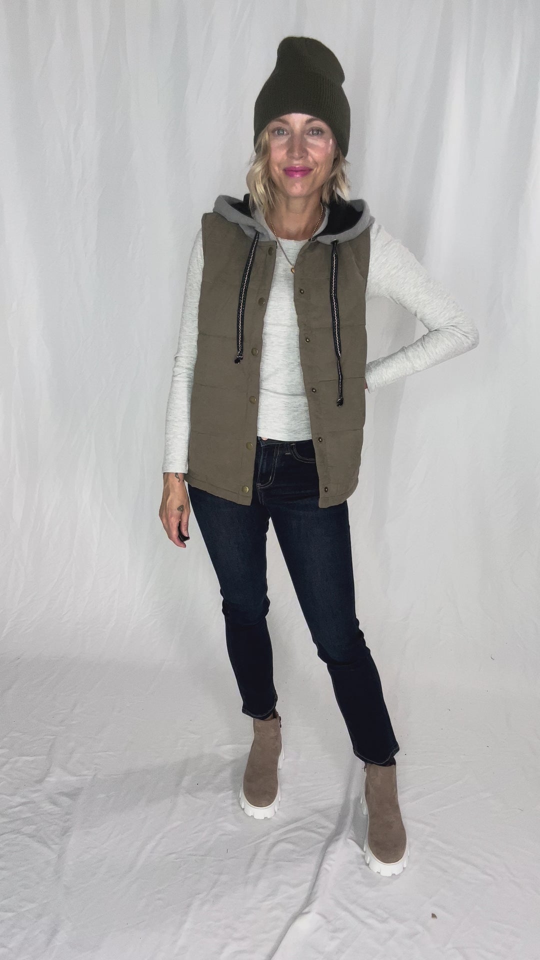 Levi Puffer Vest- OLIVE