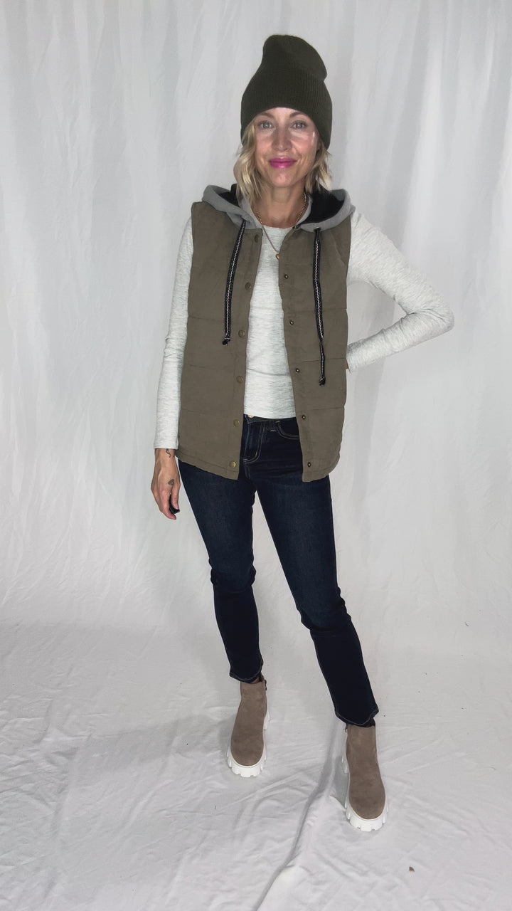 Levi Puffer Vest- OLIVE