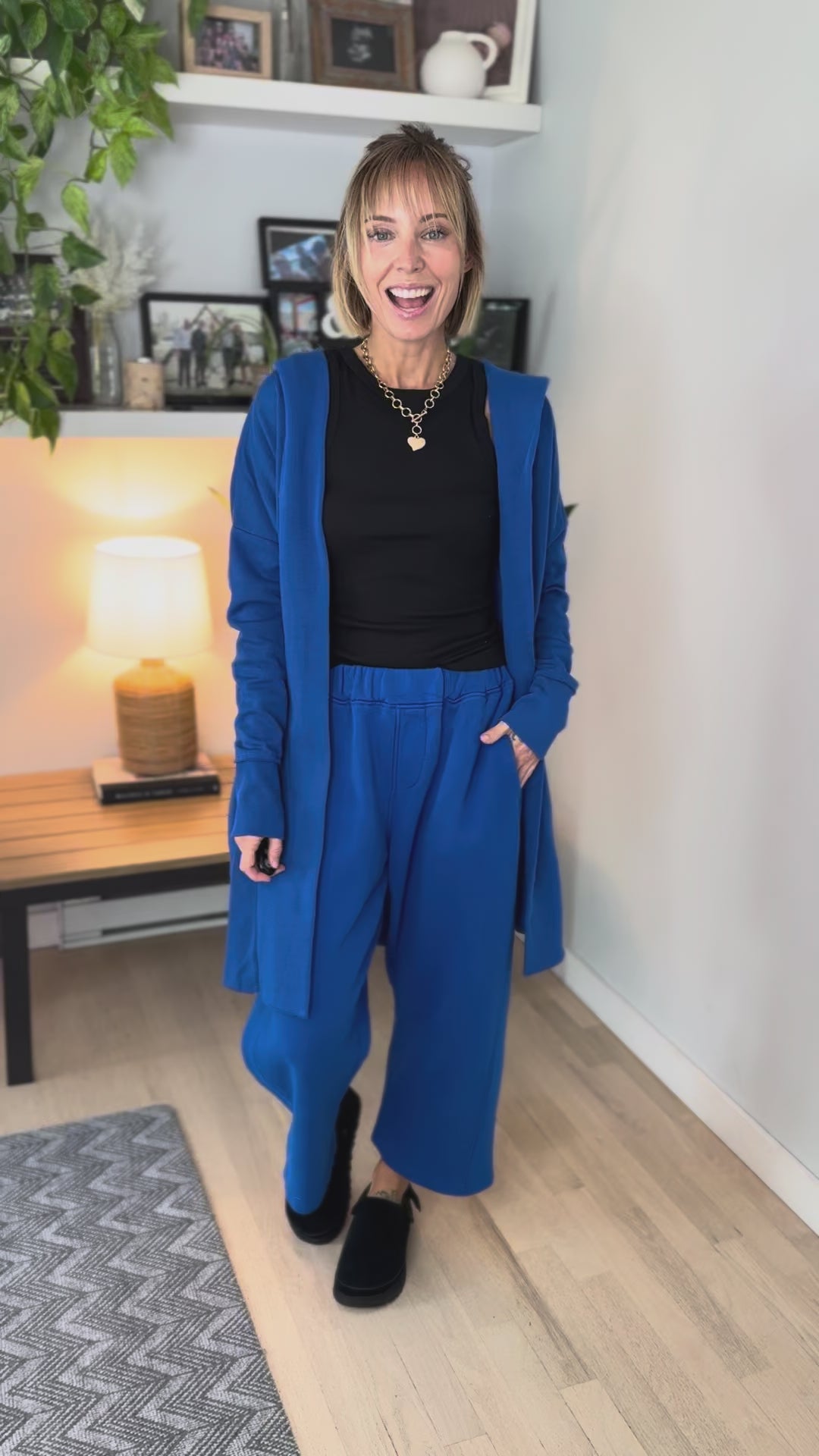 Mono B Malibu Soft Cotton Barrel Lounge Pants- DEEP INDIGO