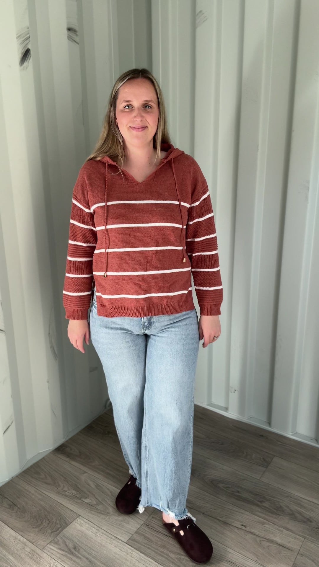 Maddie Striped Hoodie- PUMPKIN SPICE