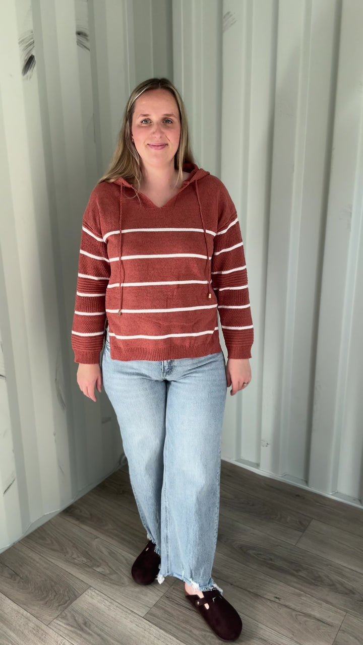 Maddie Striped Hoodie- PUMPKIN SPICE