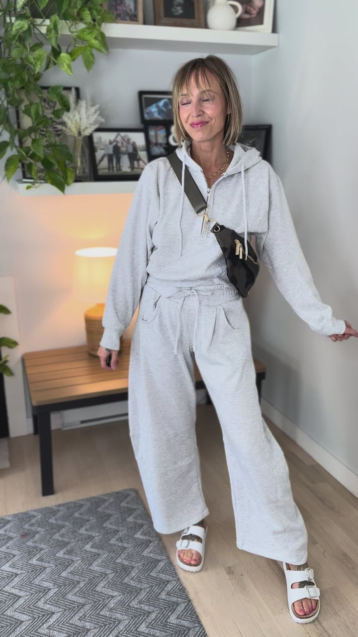 Huxlee Cotton Blend 1/2 Zip- HTHR GREY