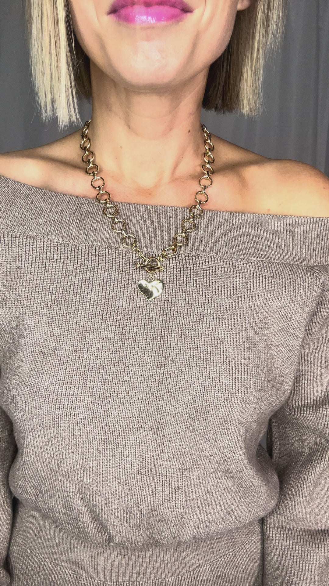 Note Worthy Heart Toggle Necklace- GOLD