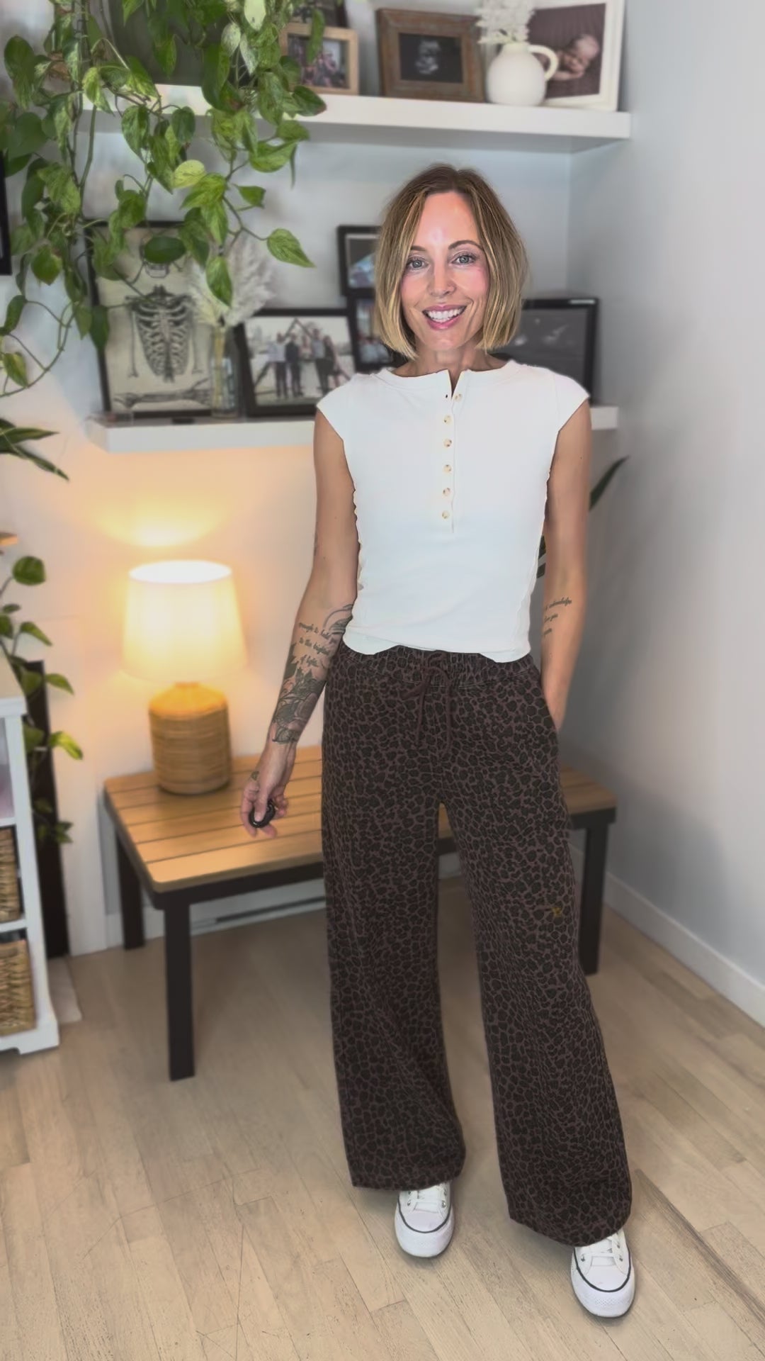 Cabana Leopard Wide Leg Drawstring Pant