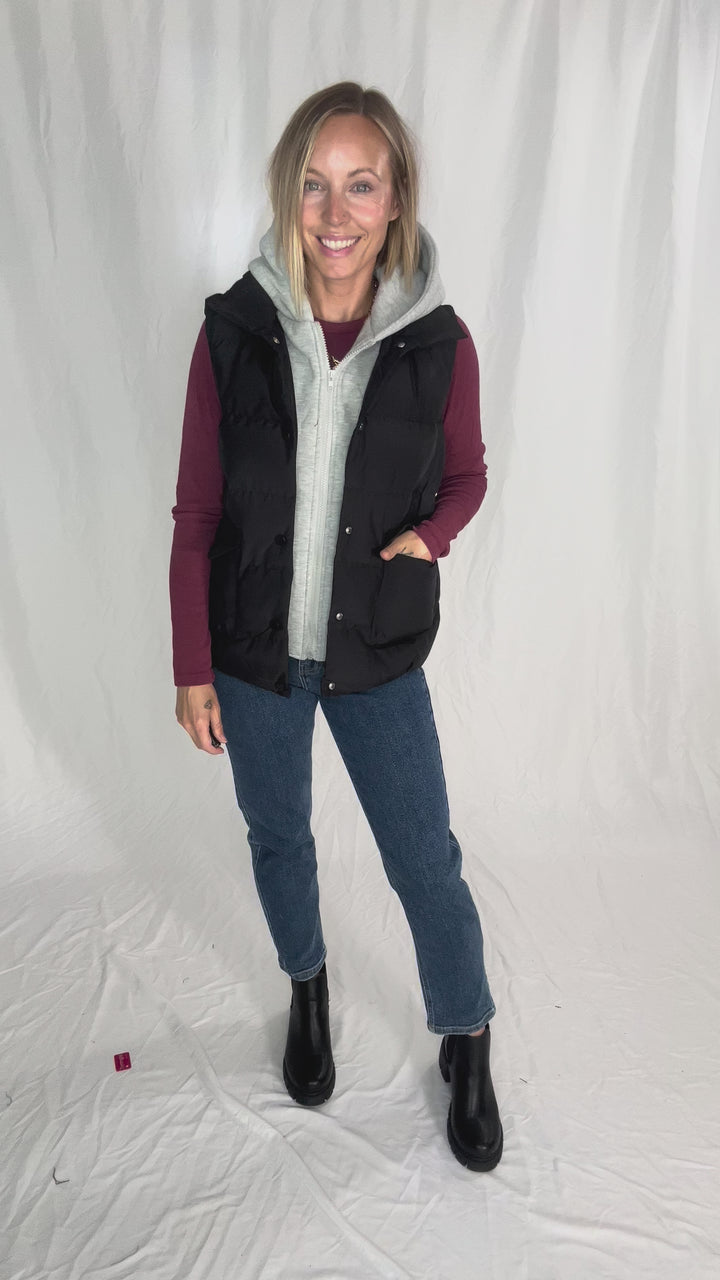 Bradlee Hoodie Vest- BLACK
