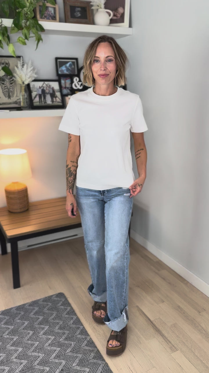 Vero Moda Ava Short Sleeve Top- SNOW WHITE