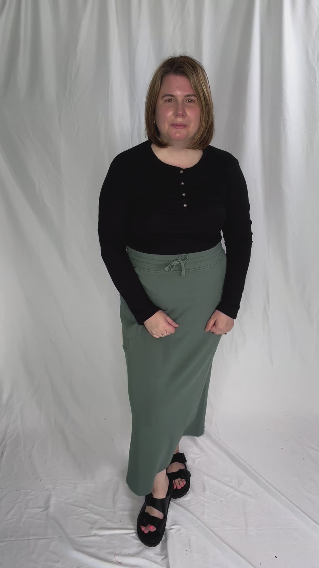 Breanne Scuba Midi Skirt- SAGE LEAF-FINAL SALE