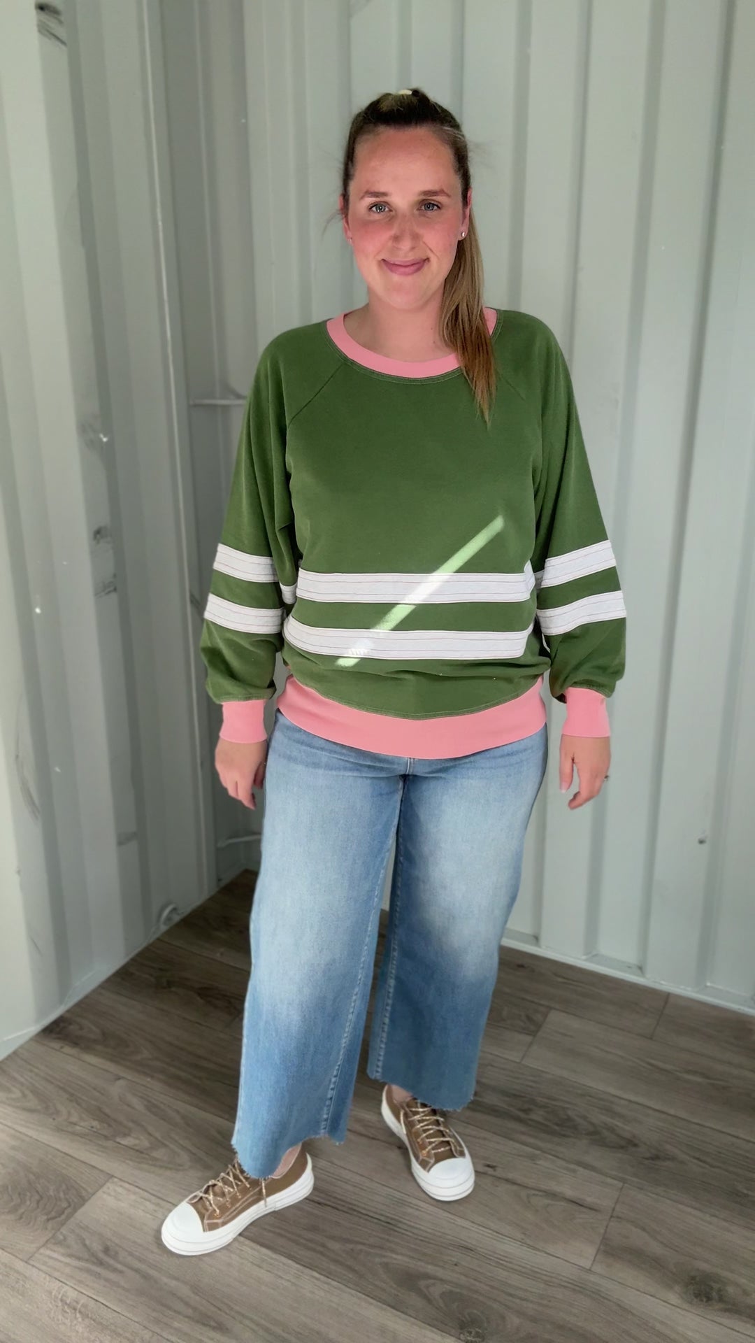 Andie Mineral Washed Pullover- MATCHA