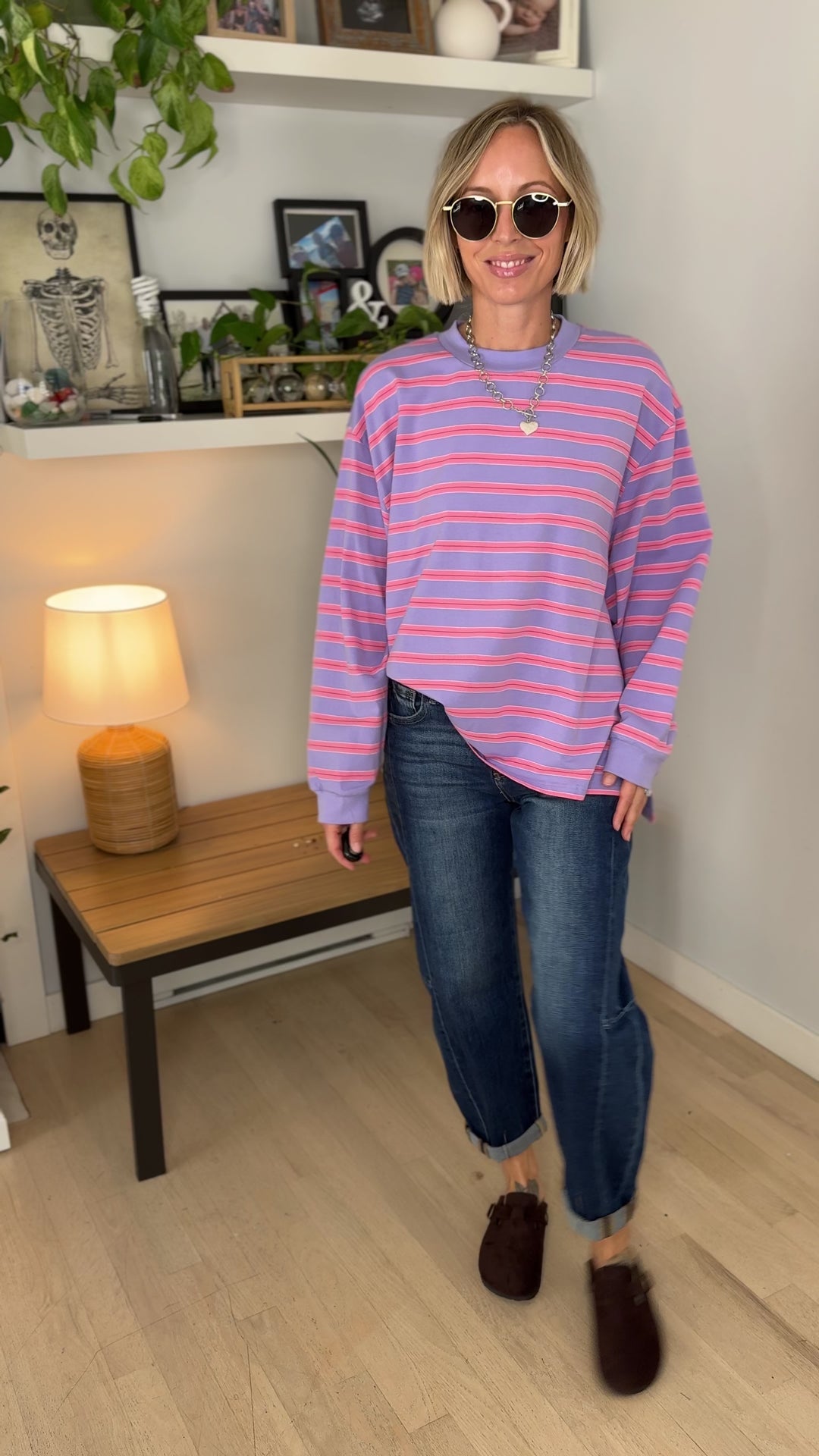Cady Soft Stripe Oversized Pullover- LAVENDER-FINAL SALE