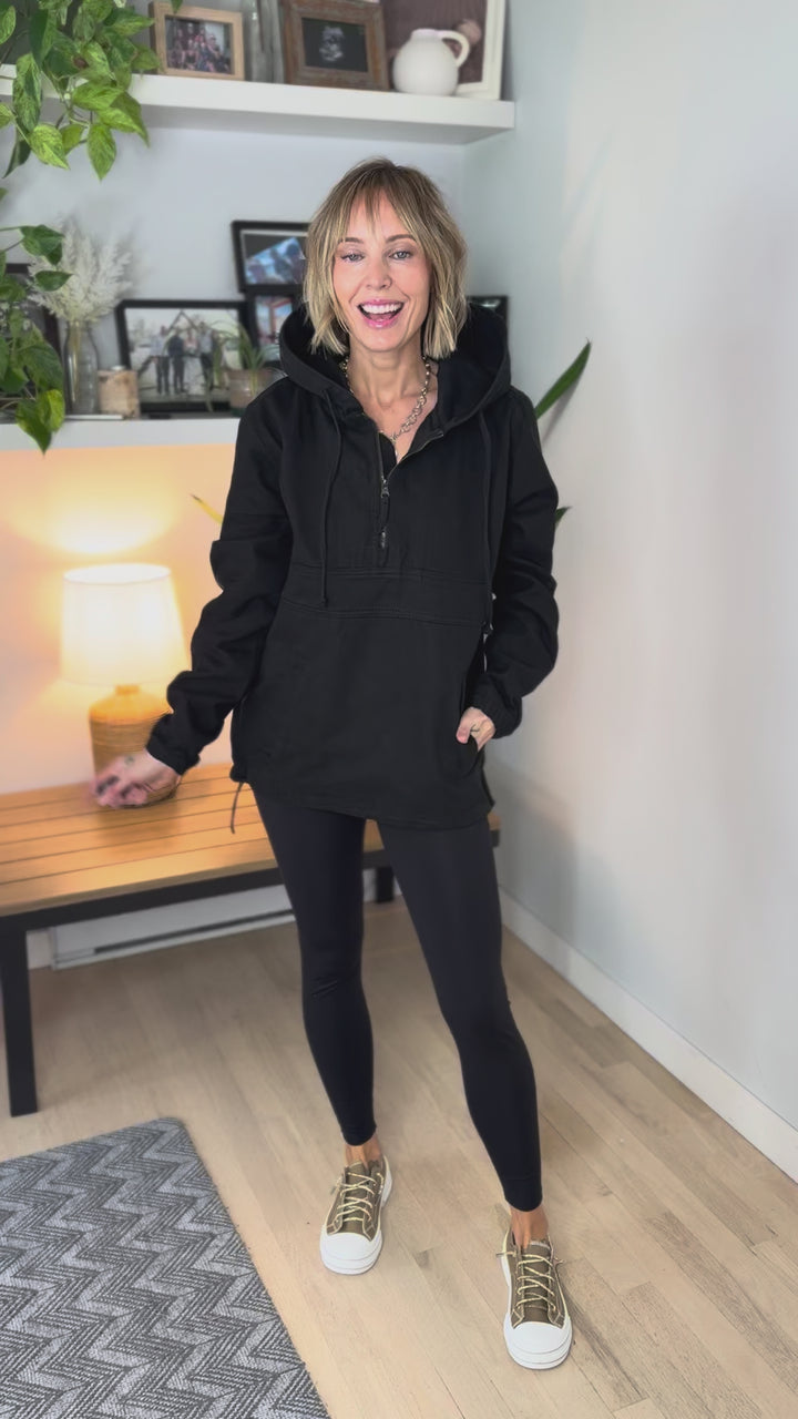 Bex Denim Hoodie Jacket- BLACK