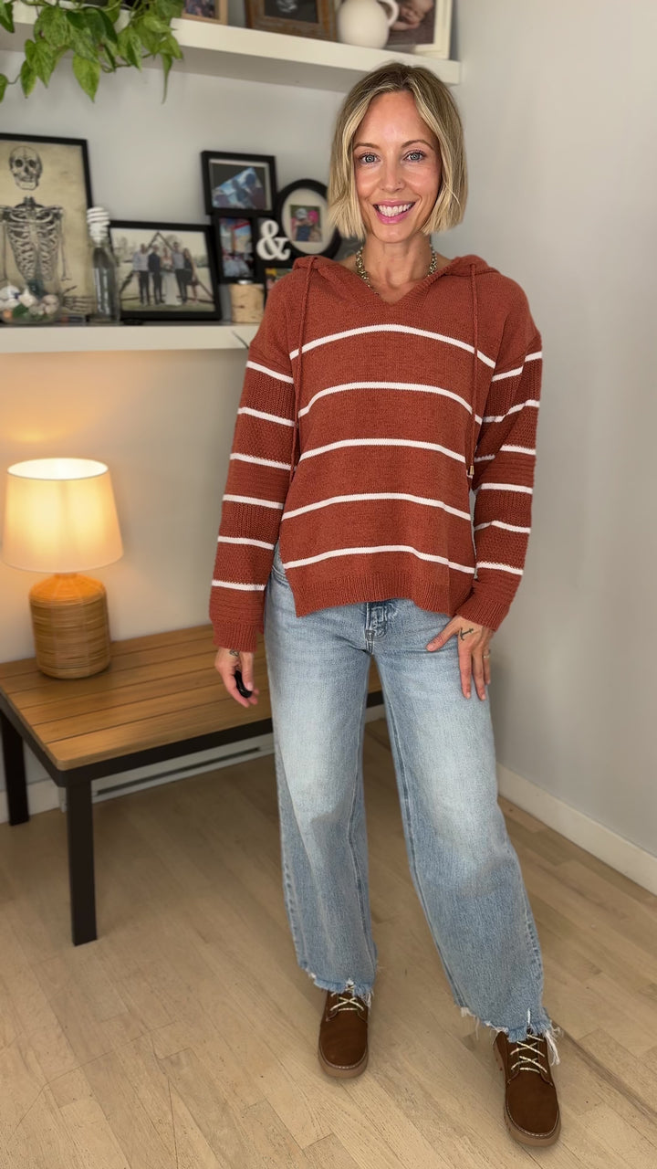 Maddie Striped Hoodie- PUMPKIN SPICE